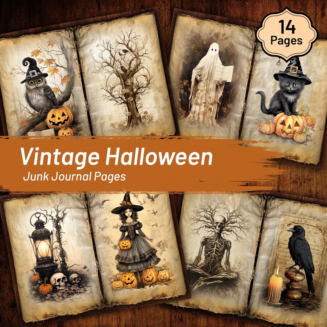 Vintage Gothic Halloween Junk Journal Kit, Creepy Ephemera & Printable ...