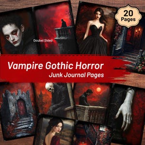 Gothic Vampire Junk Journal Kit, Dark Academia Ephemera, Elegant Black Lace, Printable Victorian Vampires Art, Vampire Digital Papers