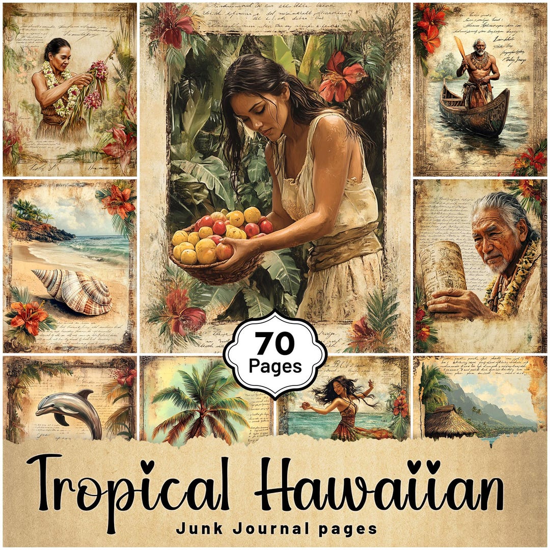 Vintage Hawaiian Tropical Junk Journal Pages | Travel Ephemera ...
