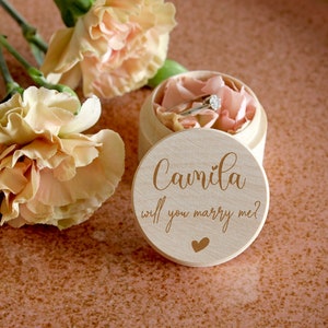 Personalized will you marry me box, Engagement ring box with name, Wooden ring holder, Custom proposal ring box, Pocket size box for ring