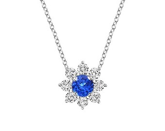 Blue Spinel 925 Sterling Silver Pendant: CZ Accent Necklace