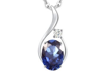 Blue Sapphire Pendant | Oval Gemstone, Sterling Silver, September Birthstone