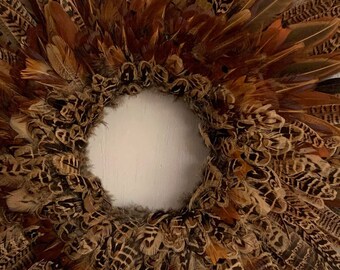 Pheasant Feather Wreath/wall Decor With Peacock Feathers - Etsy UK