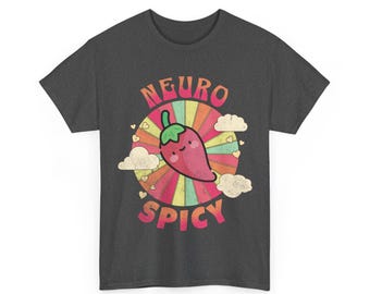 Neurospicy Unisex Tee, Bright Colors Cheeky Peppers Neurodiversity T-Shirt, Graphic Tees, Funny Shirt, Gift for Him, Gift for Her
