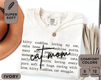 Maglietta Comfort Colors® Cat Mom, Maglietta carina Mom Life, Maglietta per proprietari di gatti, Regalo per la mamma, Felpa divertente con gatto, Regalo per mamma di gatti, Maglietta per amanti dei gatti