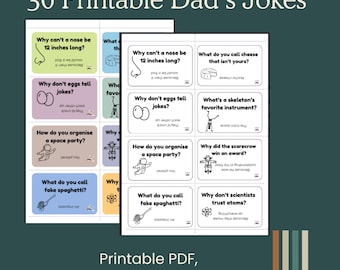 Dad Jokes Lunchbox Notes, Funny Lunch Notes for Kids, Printable Lunch Note, Digital Download Joke Cards for School Lunches