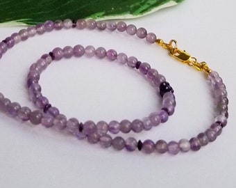 Amethyst Choker, Small Purple Beaded Necklace, Dainty Beaded Necklace, Simple Layering Necklaces, Gift for Her