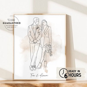 Custom Family Line Art Portrait, Personalized Gift For Family, Custom Line Drawing From Photo, Gift For Him