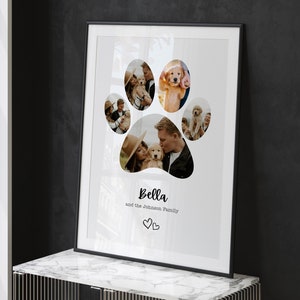 Dog Paw Photo Print, Pet loss, Pet memorial, Pet Paw Photo Collage, Pet bereavement gift, Pet keepsake, Personalised print