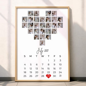 Personalisierter Paarkalender Poster - Benutzerdefinierter Paardruck, Geburtstagsgeschenk, Valentinstagsgeschenk für sie, Verlobung, Hochzeit