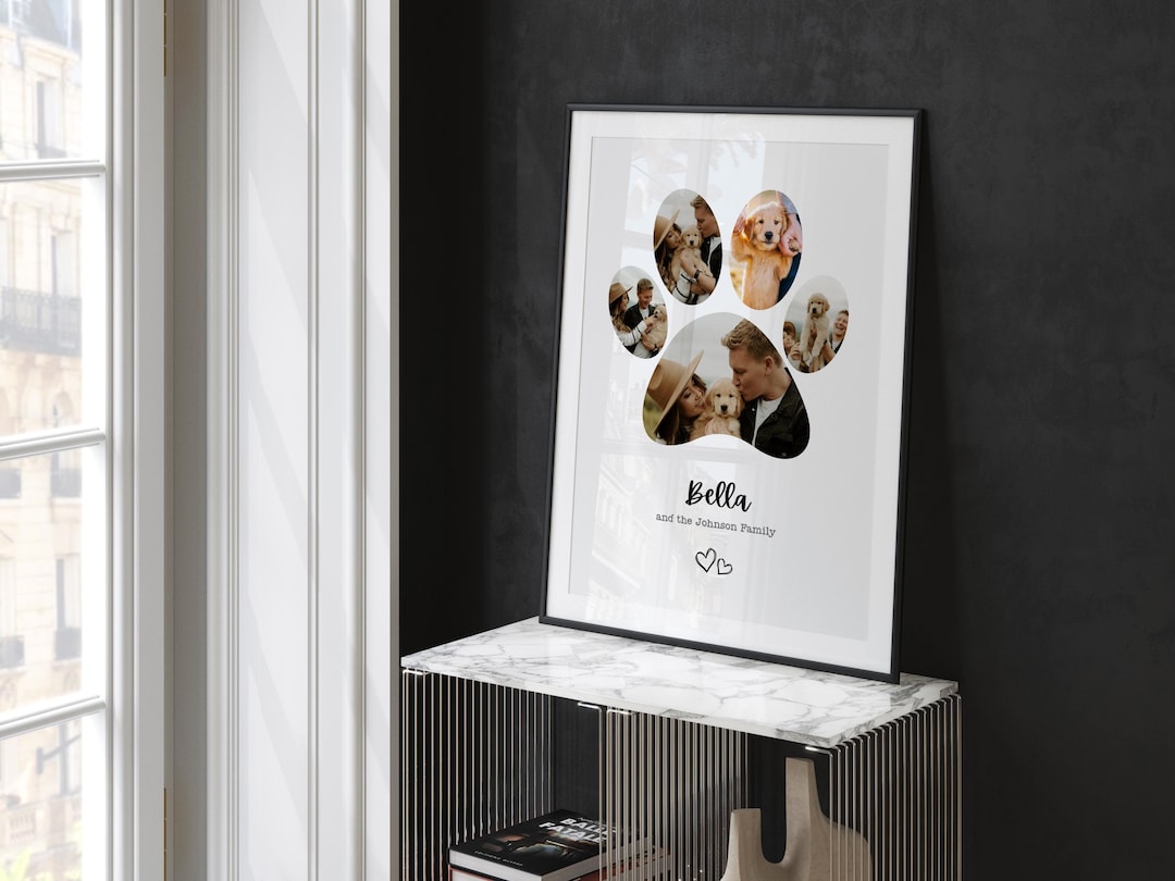 Personalized Dog Paw Photo Collage Print, Pet Memorial Gift (digital ...