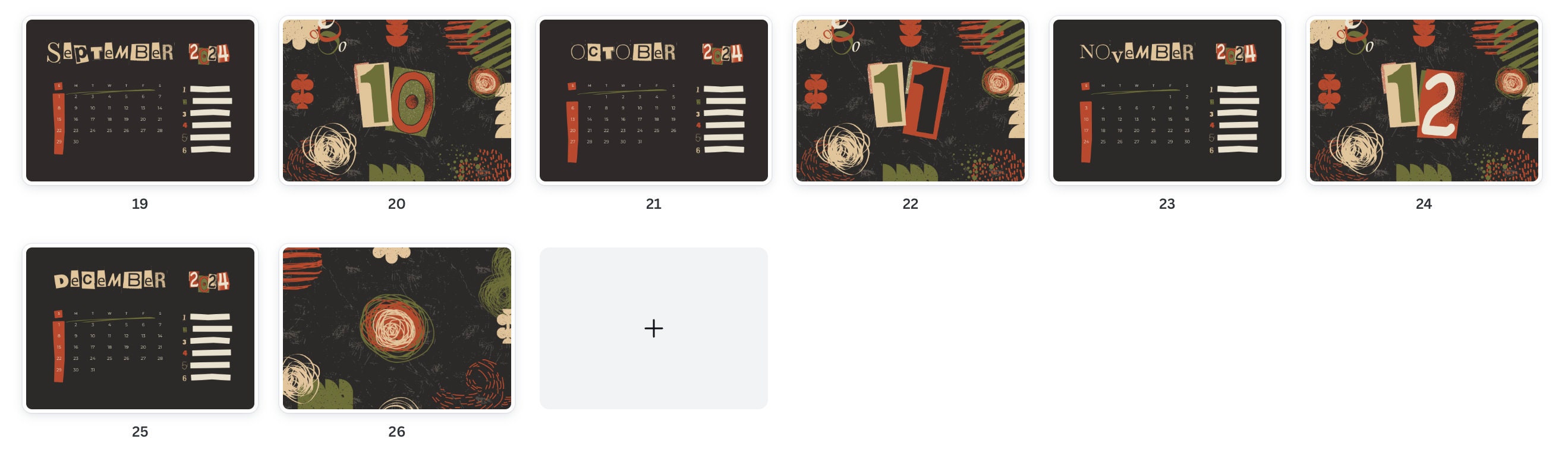 Printable Calendar 2024 Black Colorful Textured Brutalist 2024 Graffiti
