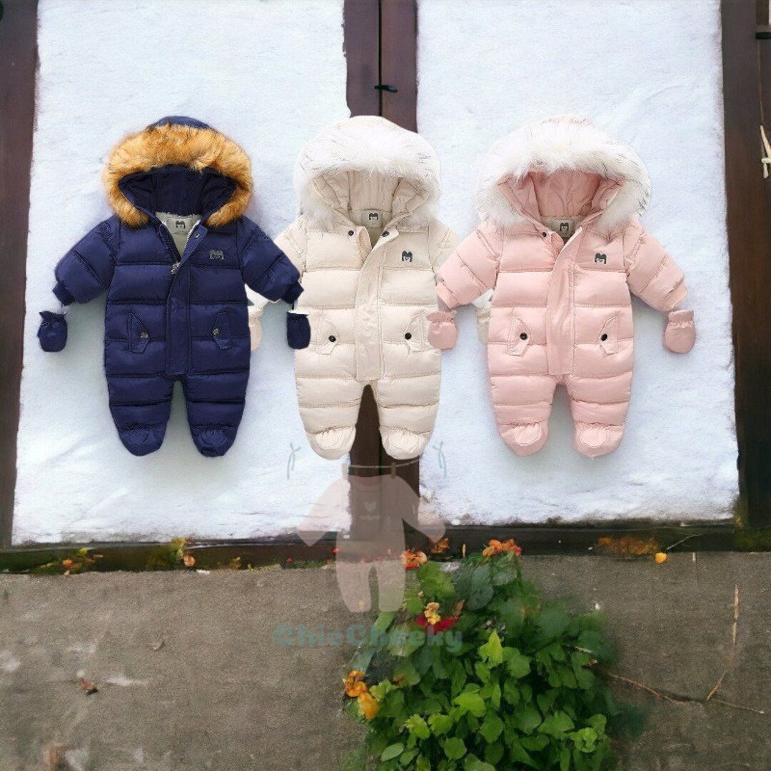 Cozy Winter Baby Jumpsuit Thick Warm Infant Hooded Fleece Etsy