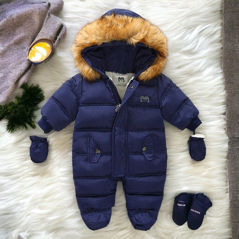Cozy Winter Baby Jumpsuit Thick Warm Infant Hooded Fleece Etsy