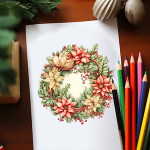 Christmas Wreath Mandala Coloring Book Instant Festive Cheer and Creative Escape! Perfect for the Holiday Season Digital Download