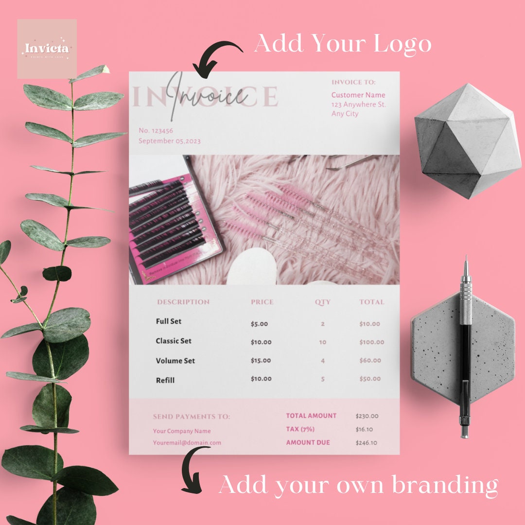 Lash Tech Invoice Template, Simple Use Invoice Template, Canva Lash ...