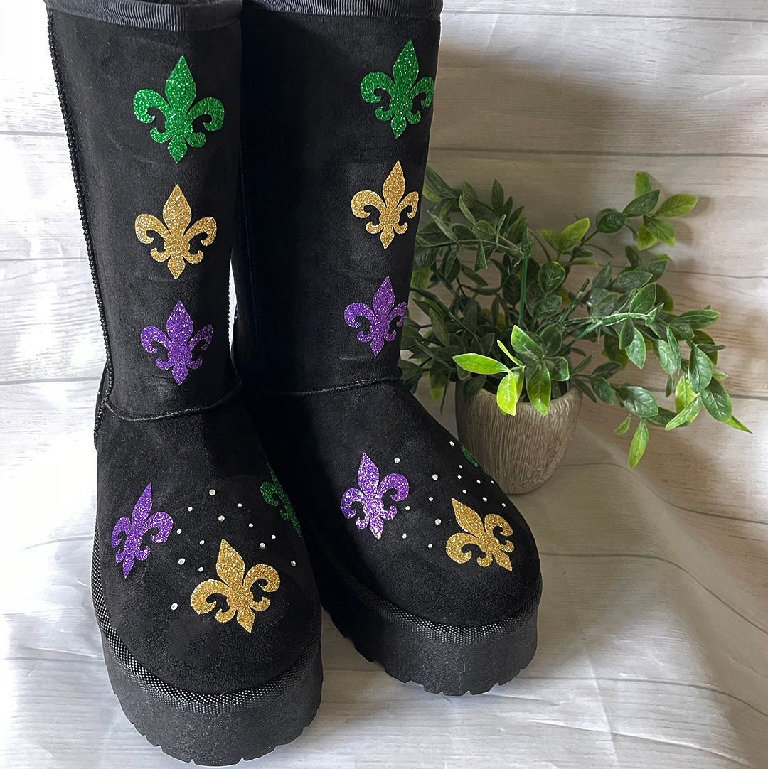 mardi gras rain boots