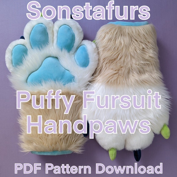 PDF Pattern Download Fursuit 4 Finger Puffy Handpaws, Furry Paws Pattern, Paws Tutorial