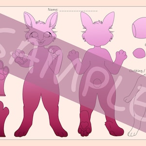 Bunny Rabbit Fursona Refrence Sheet Digital Download PDF