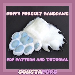 Patrón PDF de patas de traje de piel: Tutorial de patas de mano hinchadas de 5 dedos