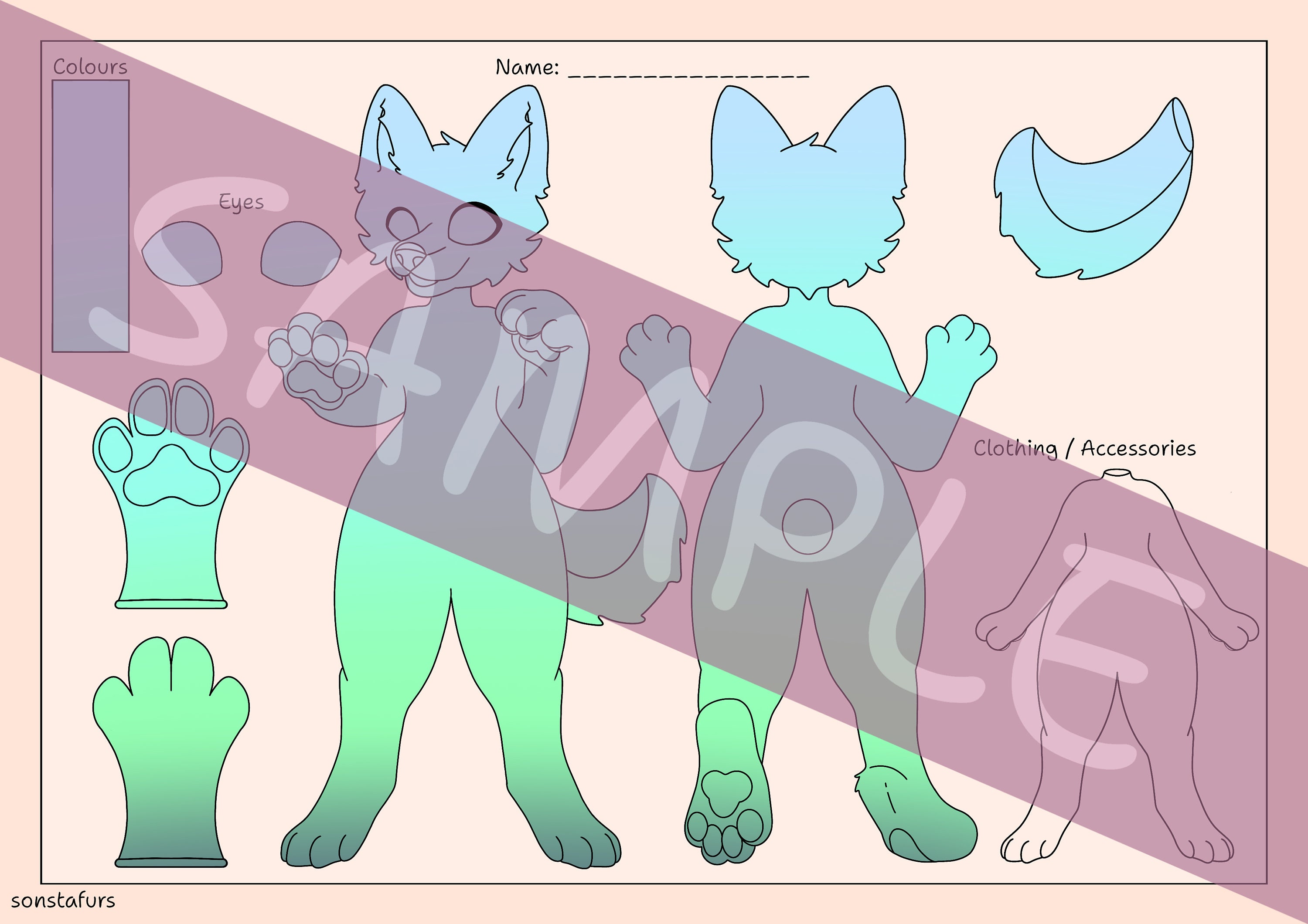 K9 Wolf Dog Fursona Reference Sheet Digital Download PDF - Etsy