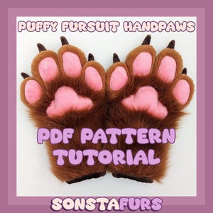 PDF Pattern Download Fursuit 4 Finger Puffy Handpaws, Furry Paws Pattern, Paws Tutorial