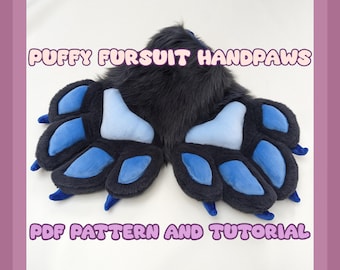 Fursuit Paws PDF Pattern: Sharp 4-Finger Puffy Handpaws Tutorial (Digital Download)