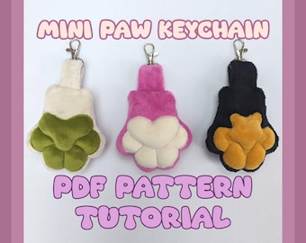 Mini Paw Keychain PDF Pattern Tutorial Sewing