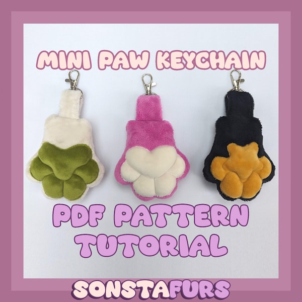 Mini Paw Keychain PDF Pattern Tutorial Sewing