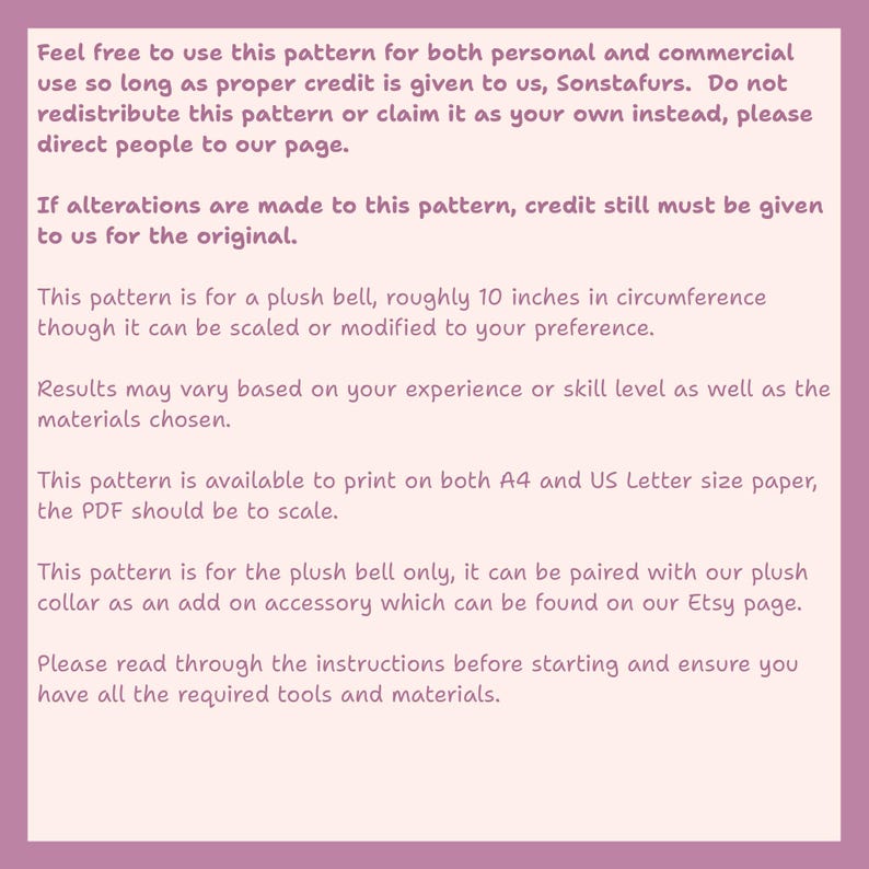 Plush Bell Pattern Tutorial, Prop Accessory for Plushies and Cosplays image 2