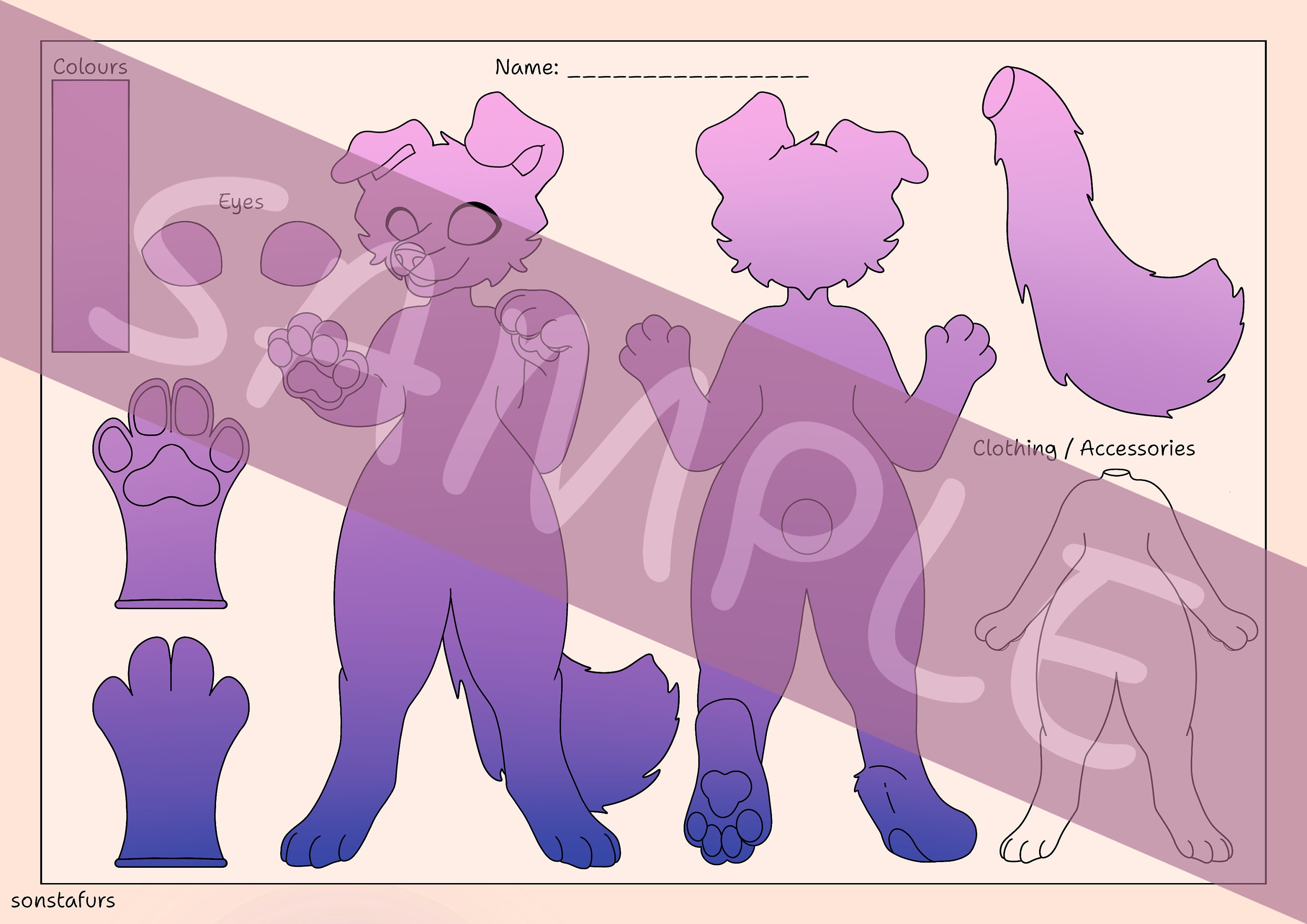K9 Wolf Dog Fursona Reference Sheet Digital Download PDF - Etsy