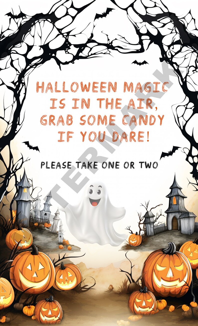 Printable Trick or Treat Halloween Candy Sign Halloween - Etsy