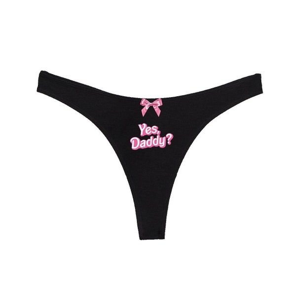 yes daddy thong with bow (black or white)