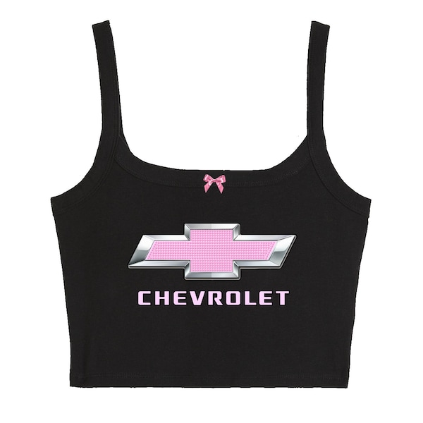 chevy cropped tank top with bow