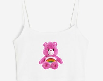 pink care bear crop tank top