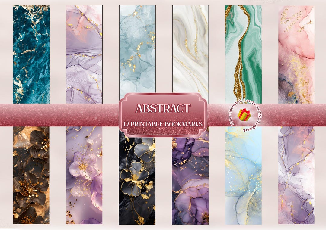 Abstract, 12 Printables Bookmarks, Digital Bookmarks, Instant Download ...