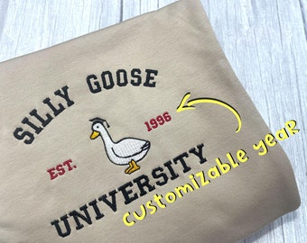 Silly Goose University Crewneck Embroidery Sweatshirt, Unisex Silly Goose University Shirt, Funny Sweatshirt, Gift for Guys ETREN030.C