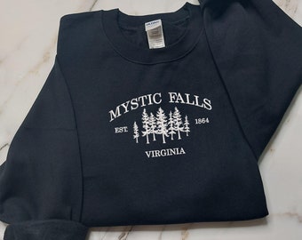 The Vampire Diaries Embroidered Sweatshirt, Mystic Falls Virginia Sweatshirt, Fall Embroidered Sweatshirt, Salvatore Brothers 1864 EH225