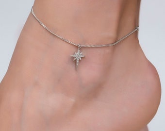 Tobillera con colgante de estrella en plata de ley: delicada joyería celestial