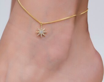Tobillera con colgante de estrella en plata de ley: delicada joyería celestial