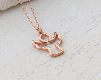 Collier à pendentif aile d'ange fait main en argent sterling