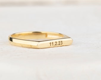 Coordinates Ring, Personalized Sterling Silver Location Ring, Custom Engraved Gift for Her