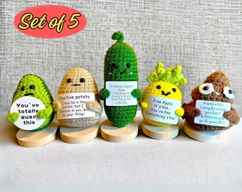 Emotional Support Positive Pickle - Crochet Potato Friends Motivation, Affirmation, Supportive, Cute, Mothers Day Gifts