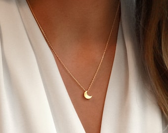 Moon Necklace Gold, Silver | Dainty Moon Necklace | Crescent Moon Necklace | Moon Choker | Gift for Her | Gift for Girlfriend | Gift for BFF