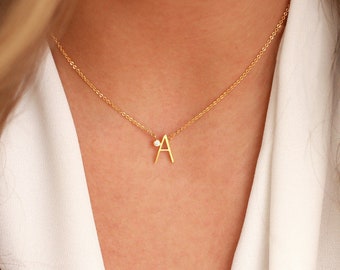 Collier initiale délicate | Cadeau pour nouvelle maman | Collier lettres de l'alphabet, OR | Collier délicat lettre CZ, cadeau délicat pour maman | Collier Fête des Mères