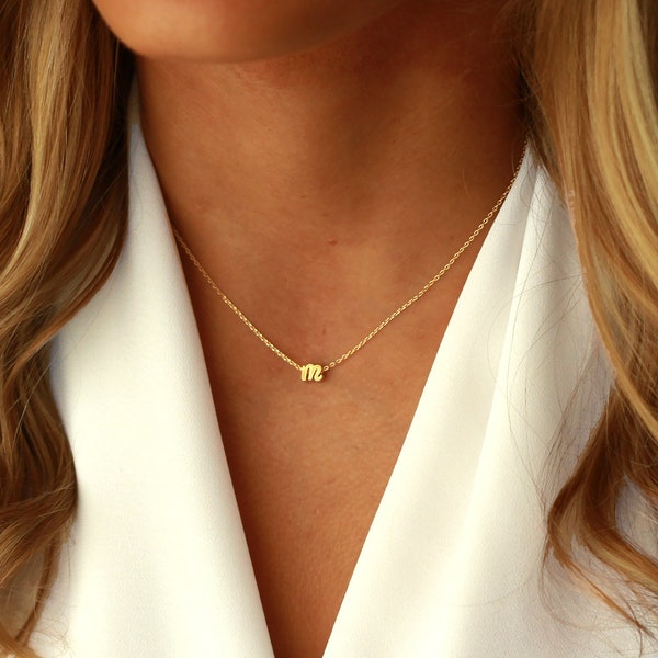 Dainty CURSIVE Initial Necklace | Tiny Initial Necklace | GOLD, Rose Gold, SILVER | Mini Letter Necklace | Dainty Lowercase Initial Necklace