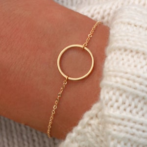 Dainty Circle Bracelet | Gold Circle Bracelet | Open Circle Bracelet | Ring Bracelet | Gold, Silver, Rose Gold | Bridesmaid Bracelet Gift