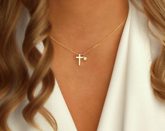 Mini Cross Necklace | Small Cross Necklace | Gold, Silver, Rose Gold Cross Necklace | confirmation gifts for girls | Dainty Cross Necklace