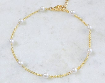 Bridesmaid Pearl Bracelet | Dainty Bridal Bracelet, Pearl Bridal Bracelet, Dainty Pearl Bracelet, Gold Pearl Bracelet, Silver Pearl Bracelet