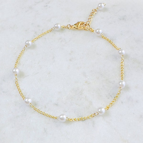 Bridesmaid Pearl Bracelet | Dainty Bridal Bracelet, Pearl Bridal Bracelet, Dainty Pearl Bracelet, Gold Pearl Bracelet, Silver Pearl Bracelet